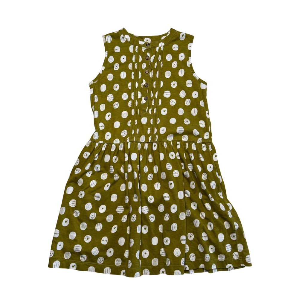 BURBERRY BRIT Dress Olive Green Polka Dot Logo Print‎ Girl's Size 8Y